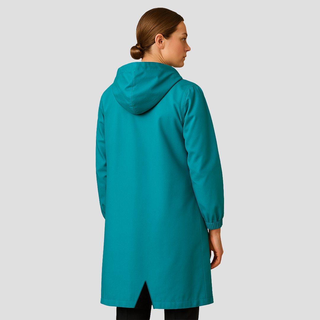 Women’s Sleek Mid-Length Raincoat with Hood