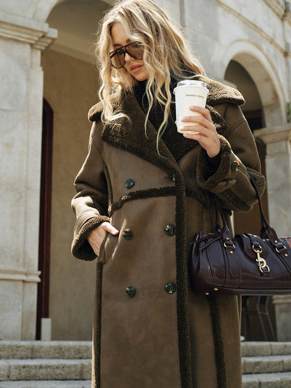 Violette | Women's Long Fleece-Lined PU Trench Overcoat