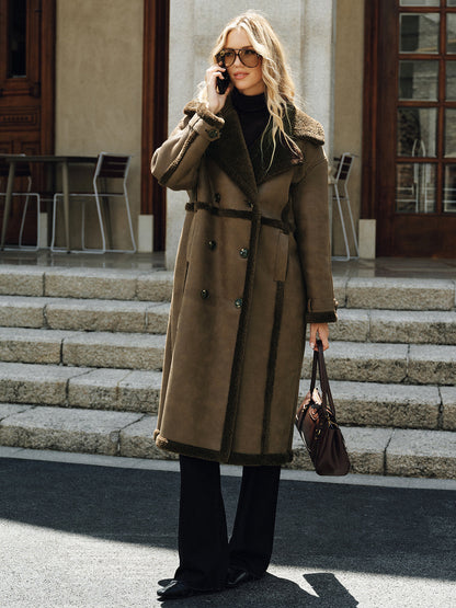 Violette | Women's Long Fleece-Lined PU Trench Overcoat