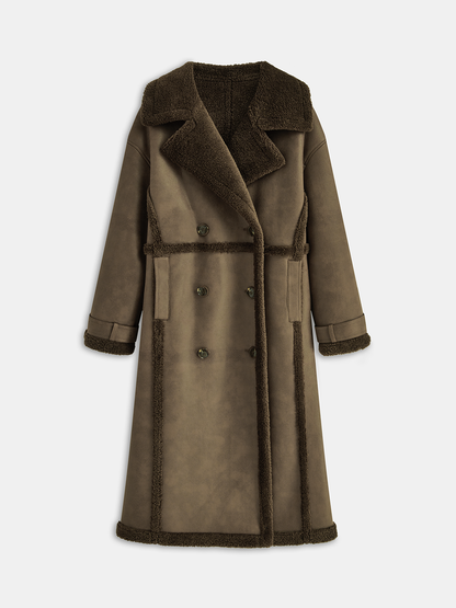 Violette | Women's Long Fleece-Lined PU Trench Overcoat