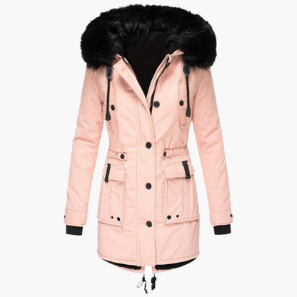 Isabella Hooded Parka | Fur Trim Button Front Parka