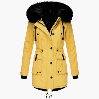 Isabella Hooded Parka | Fur Trim Button Front Parka