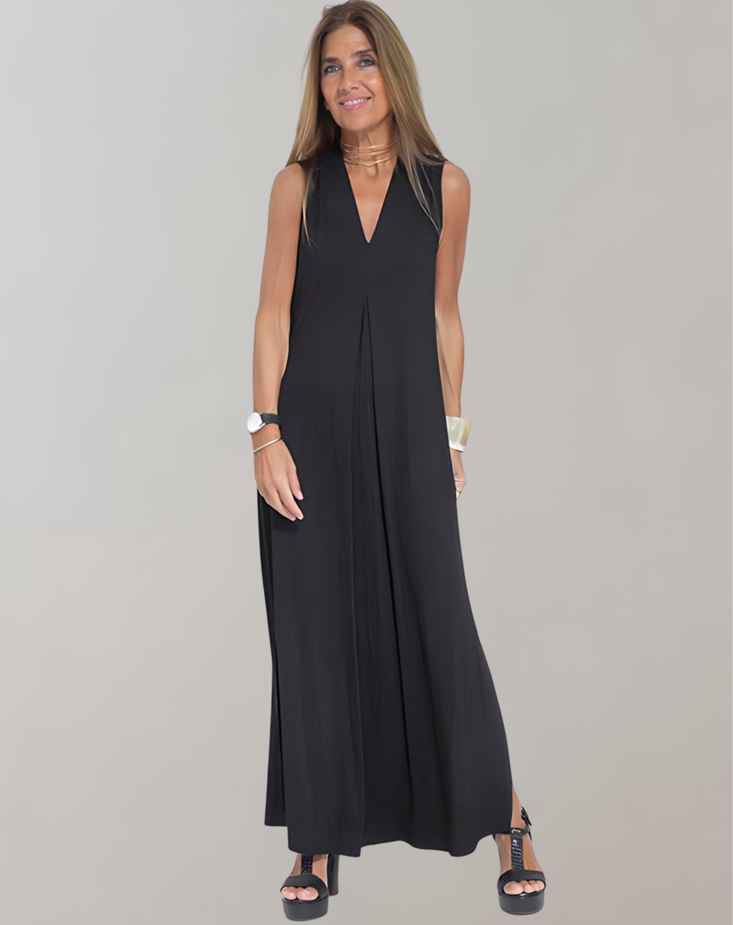 Chic V-Neck Summer Maxi Dress - BritishElegance