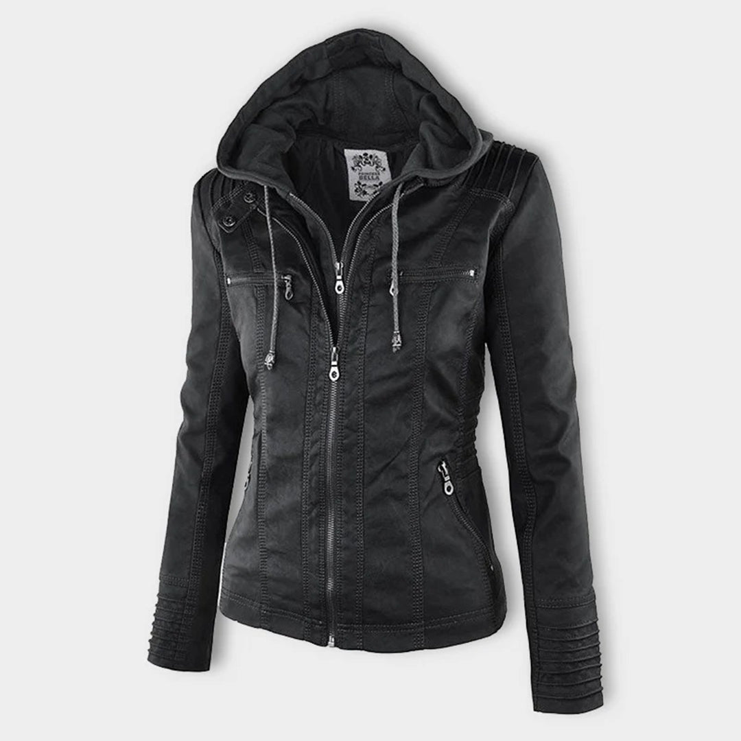 Florence Leather Hooded Biker Jacket | Fitted Casual Jacket