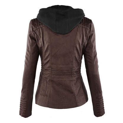 Florence Leather Hooded Biker Jacket | Fitted Casual Jacket