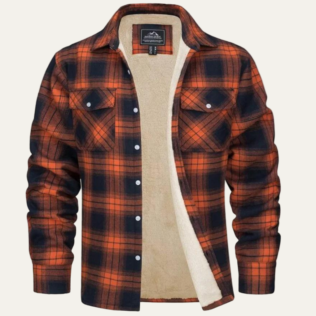 Men’s Warm Fleece Lined Plaid Shirt Jacket