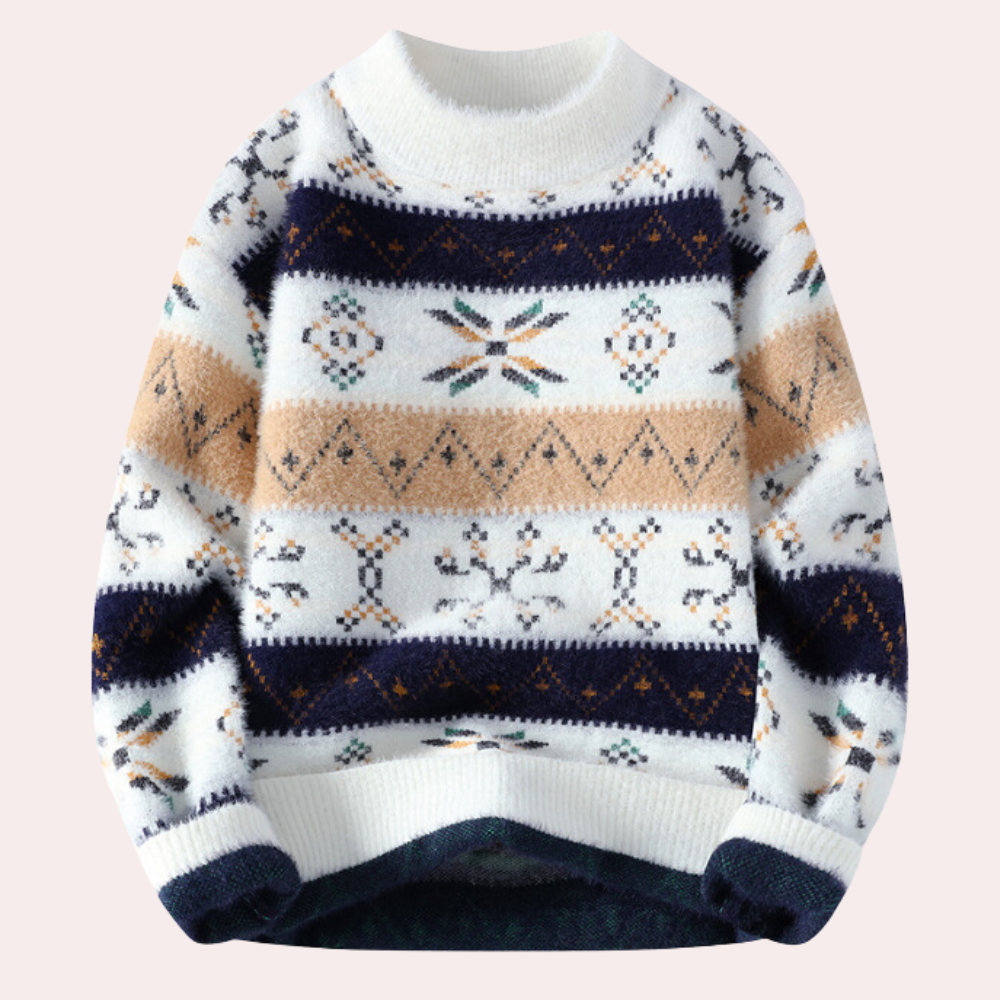 Mens Classic Patterned Crew Neck Jumper