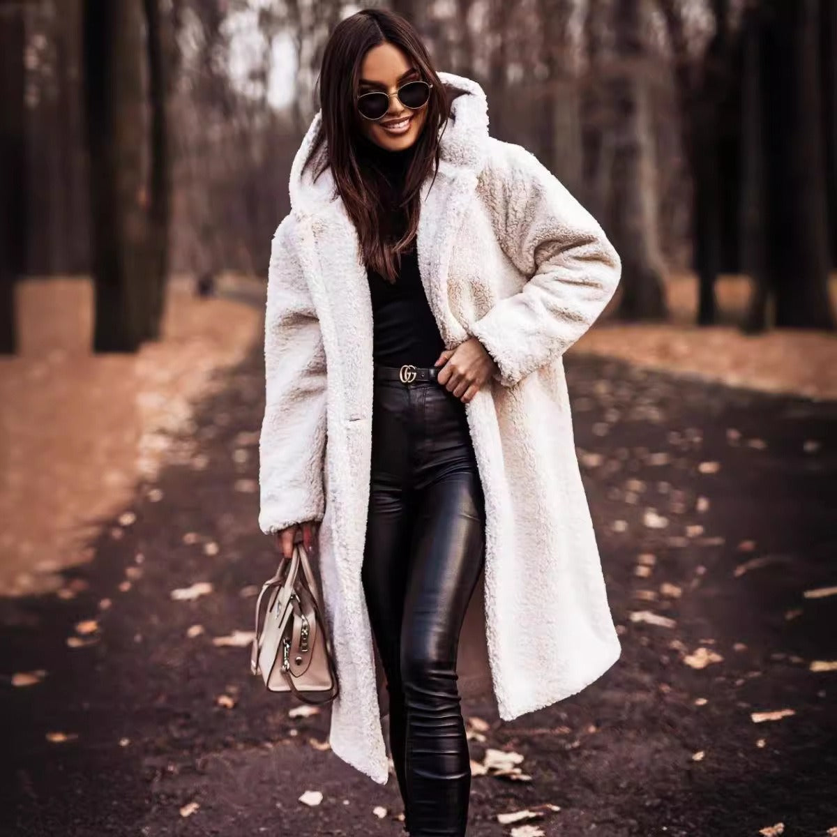 Solen | Women’s Oversized Hooded Wool Coat – Warm Long Button Front Winter Trench Jacket
