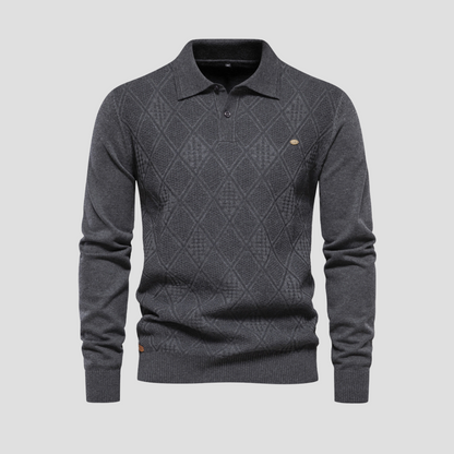 Men’s Textured Diamond Polo Sweater