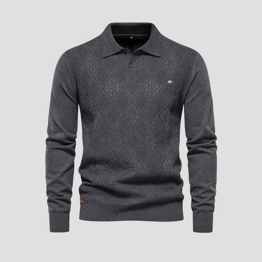 Men’s Textured Diamond Polo Sweater