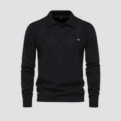 Men’s Textured Diamond Polo Sweater