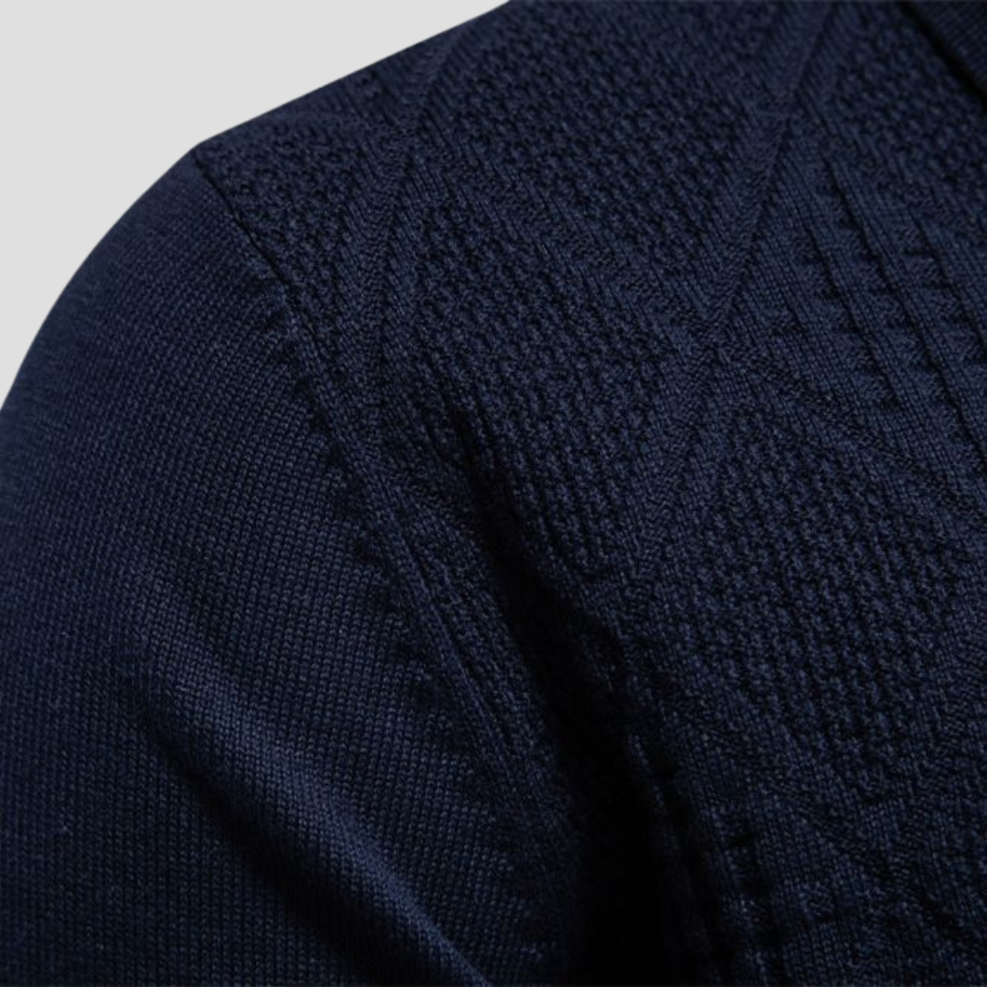 Men’s Textured Diamond Polo Sweater
