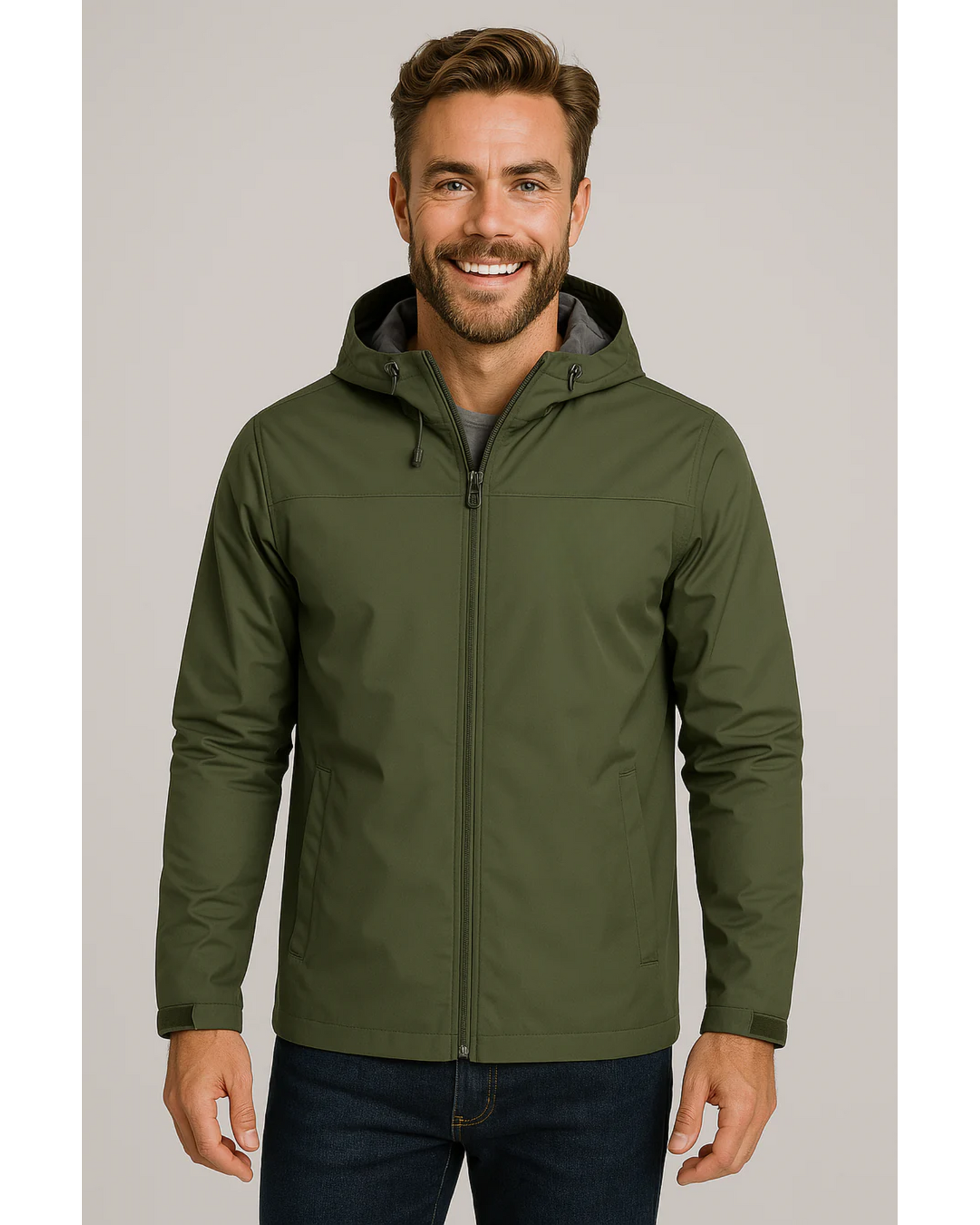 Waterproof Mens Raincoat with Hood and Zip