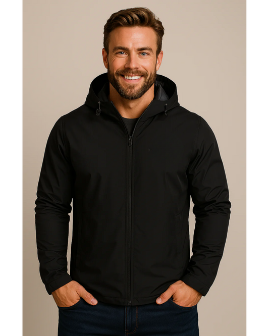 Waterproof Mens Raincoat with Hood and Zip - BritishElegance