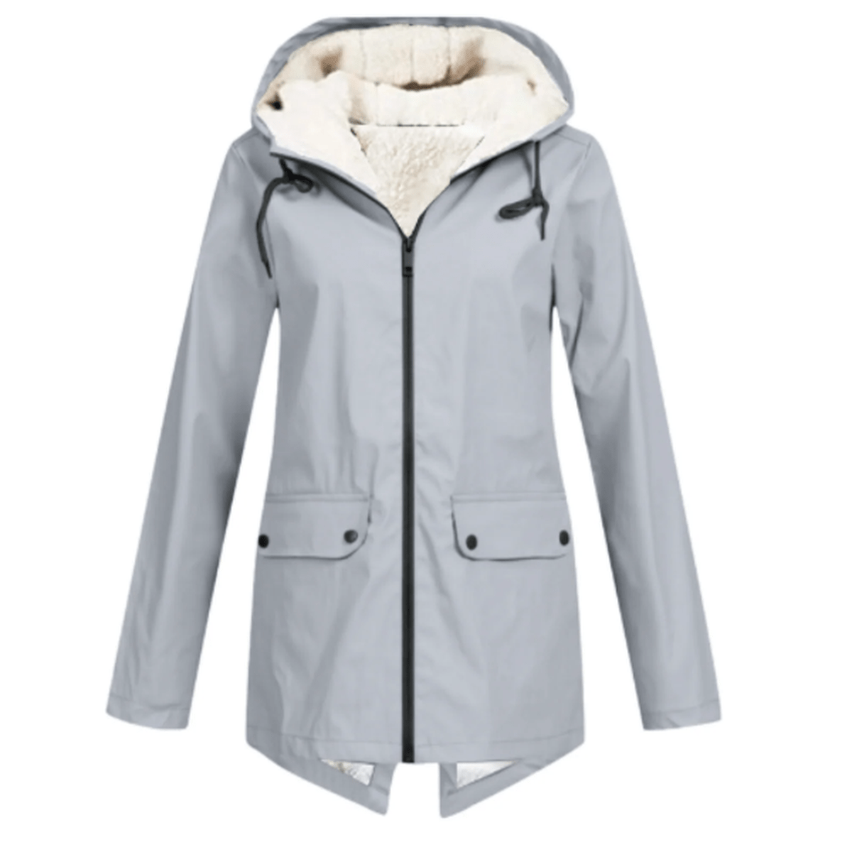 Warm Insulated Raincoat With Hood And Fleece