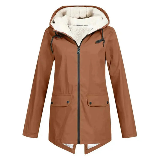 Warm Insulated Raincoat With Hood And Fleece - BritishElegance