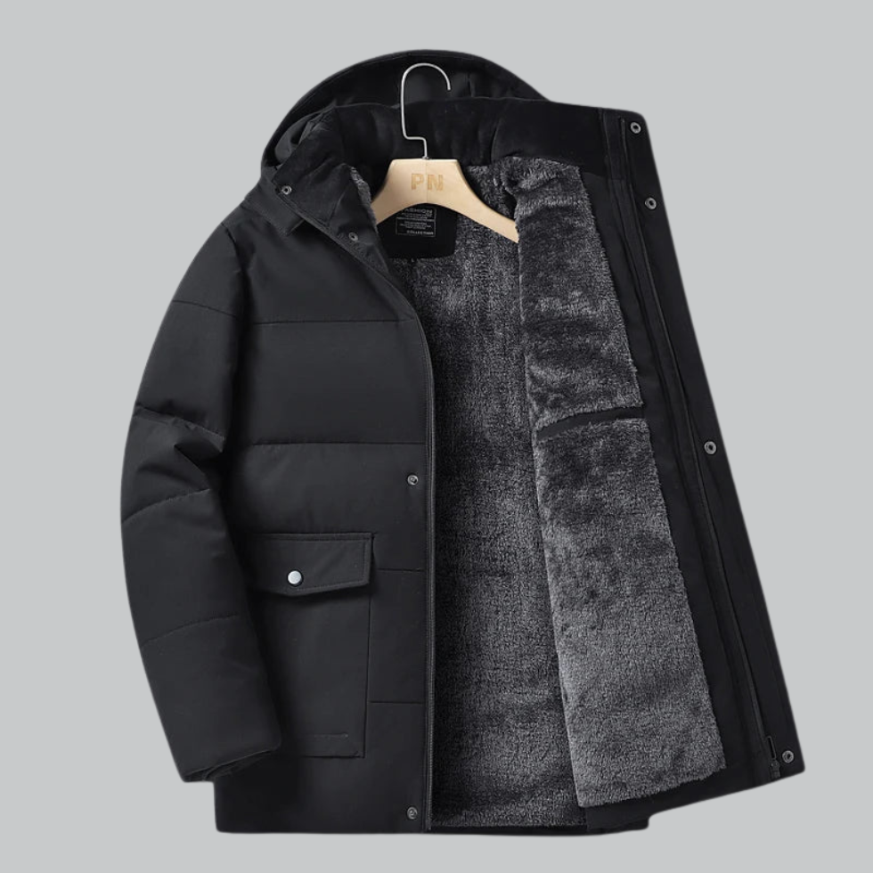 Men’s Fleece-Lined Detachable Hood Parka