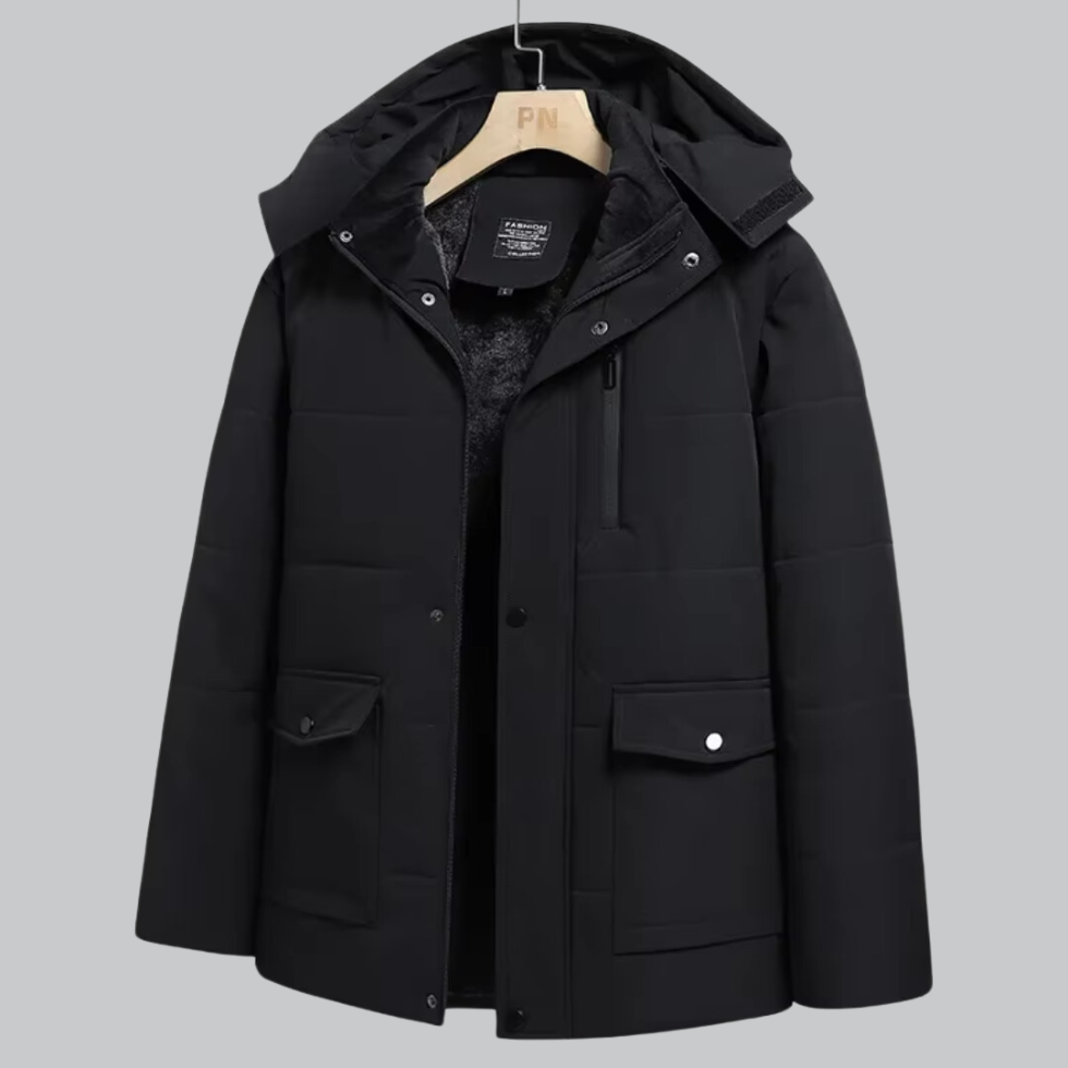 Men’s Fleece-Lined Detachable Hood Parka