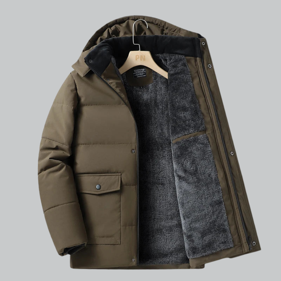 Men’s Fleece-Lined Detachable Hood Parka