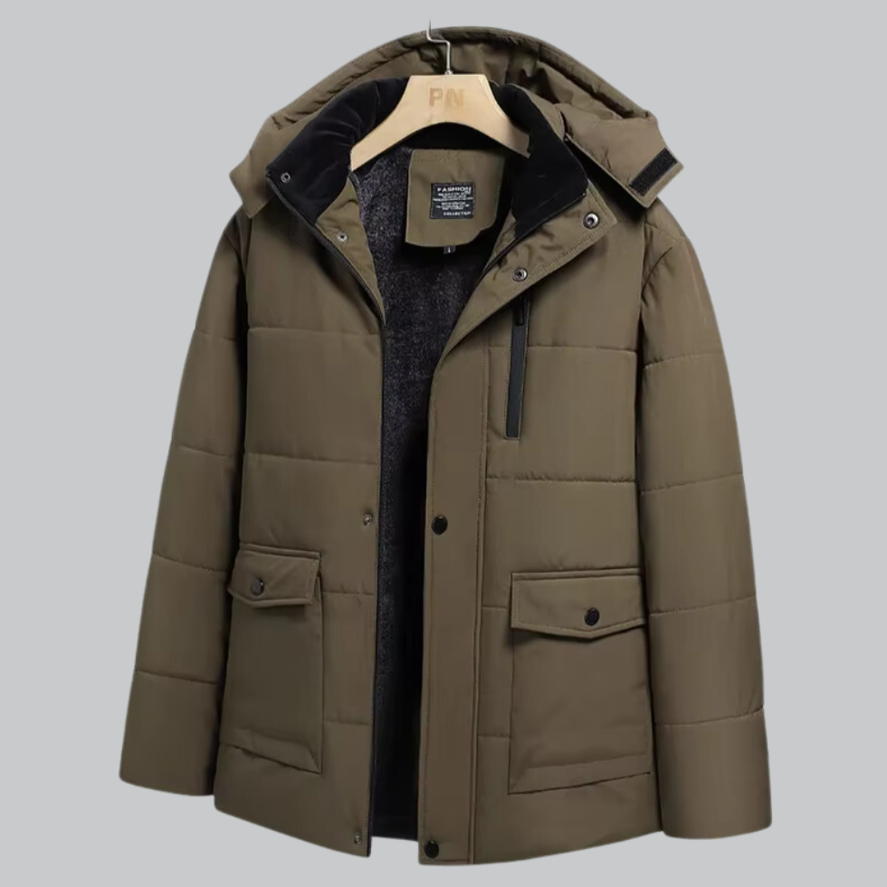 Men’s Fleece-Lined Detachable Hood Parka