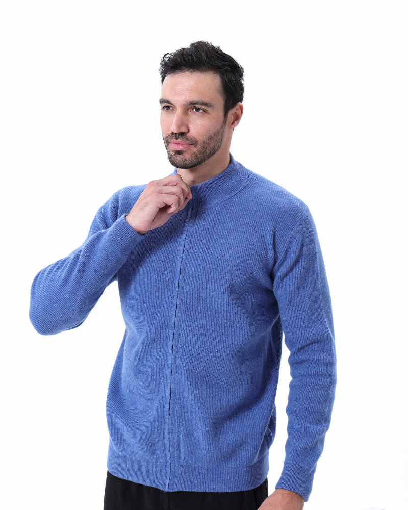 Wesley | Men's fall cardigan rib knit zipper stand-up collar