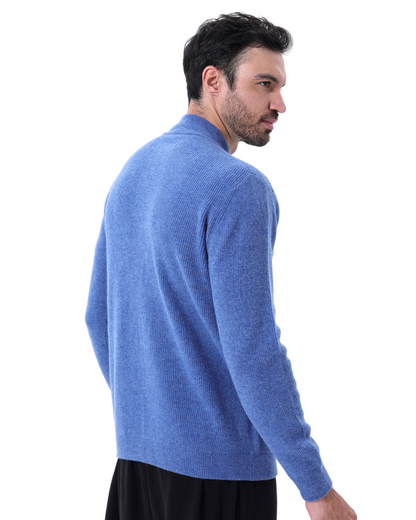 Wesley | Men's fall cardigan rib knit zipper stand-up collar