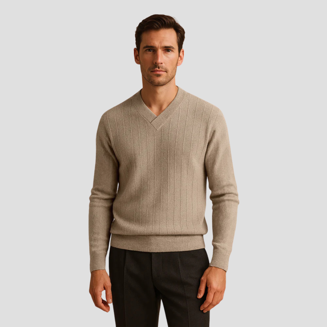 Men’s Classic V-Neck Ribbed Sweater
