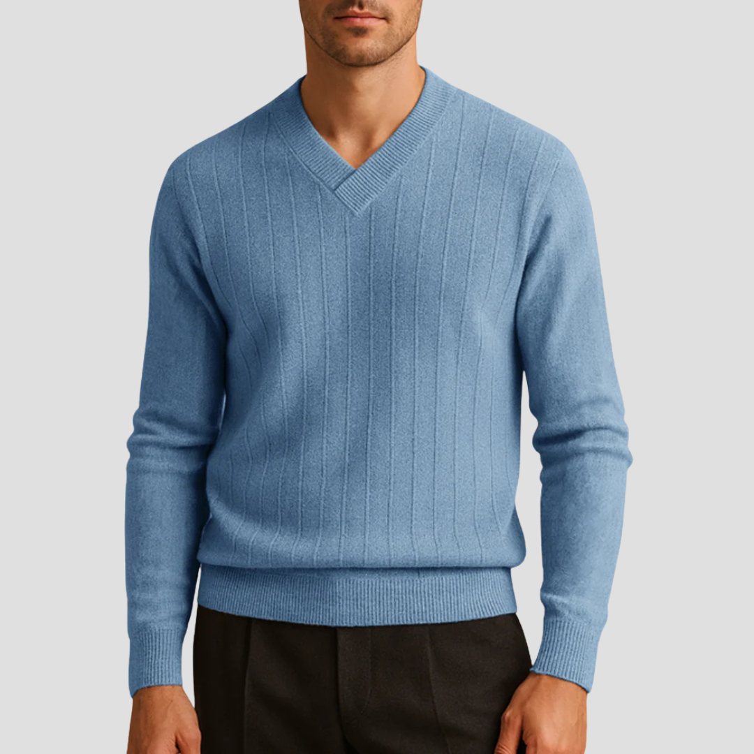 Men’s Classic V-Neck Ribbed Sweater