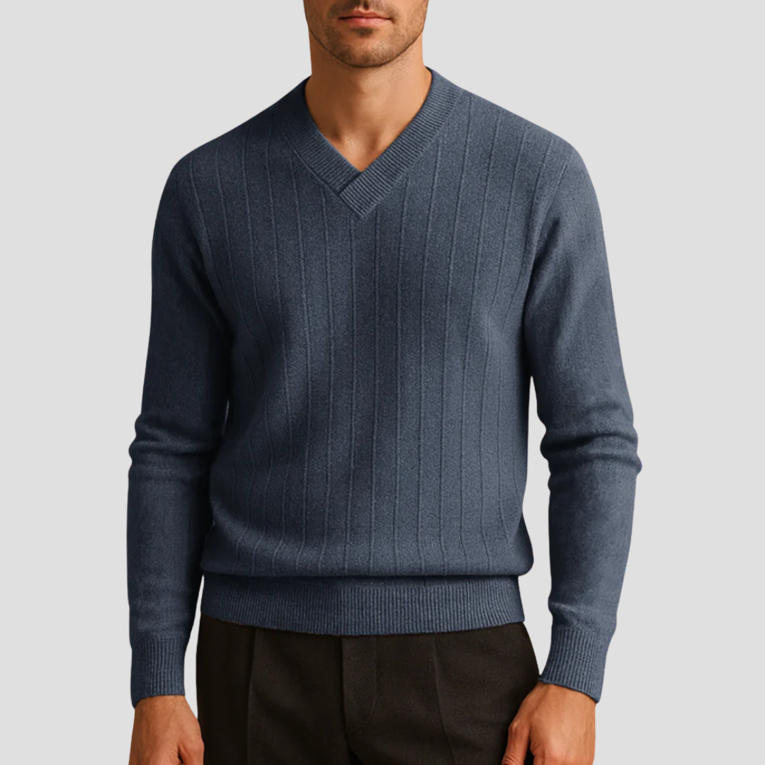 Men’s Classic V-Neck Ribbed Sweater