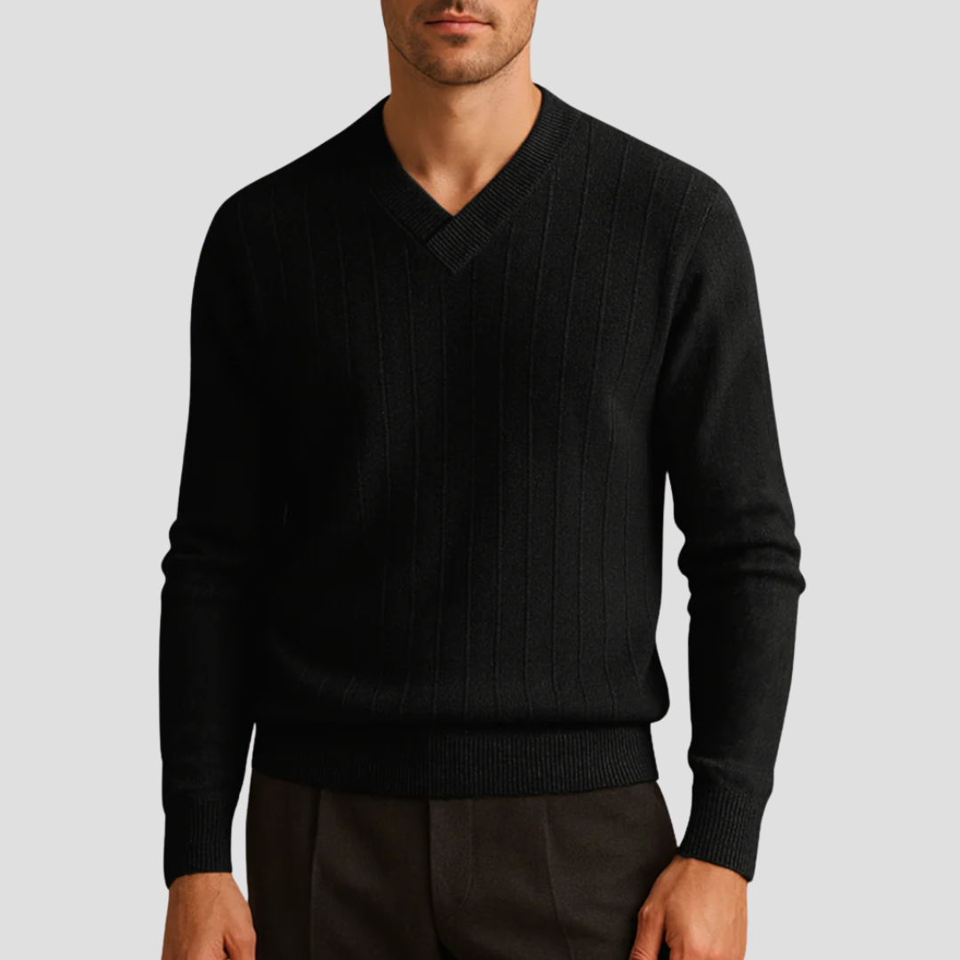 Men’s Classic V-Neck Ribbed Sweater