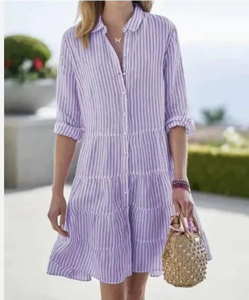 Striped Linen Shirt Dress | Lightweight Button-Up Summer Style