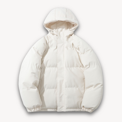 Men's Puffer Jacket with Hood - Warm Winter Outerwear for Adults - Lightweight Polyester