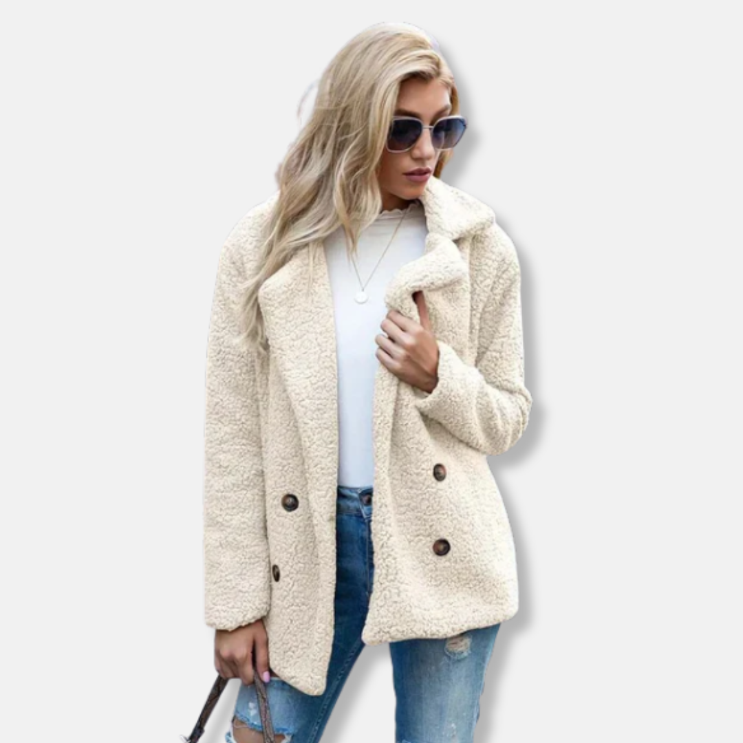 Florence Double-Breasted Jacket | Notched Lapel Hip-Length Jacket