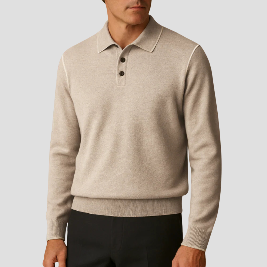 Men’s Contrast Trim Knit Polo Shirt