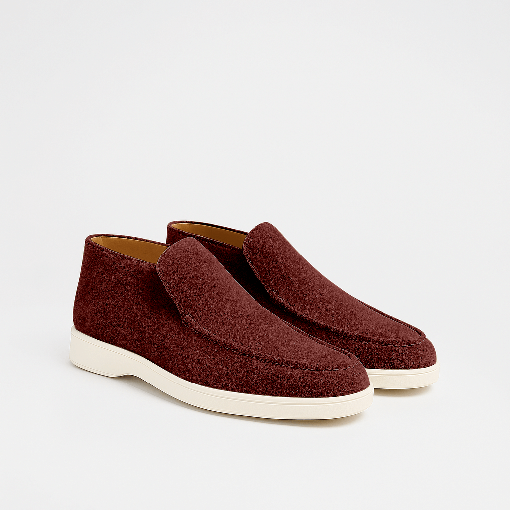 Men’s Minimal Suede Moc Toe Slip On Chukka