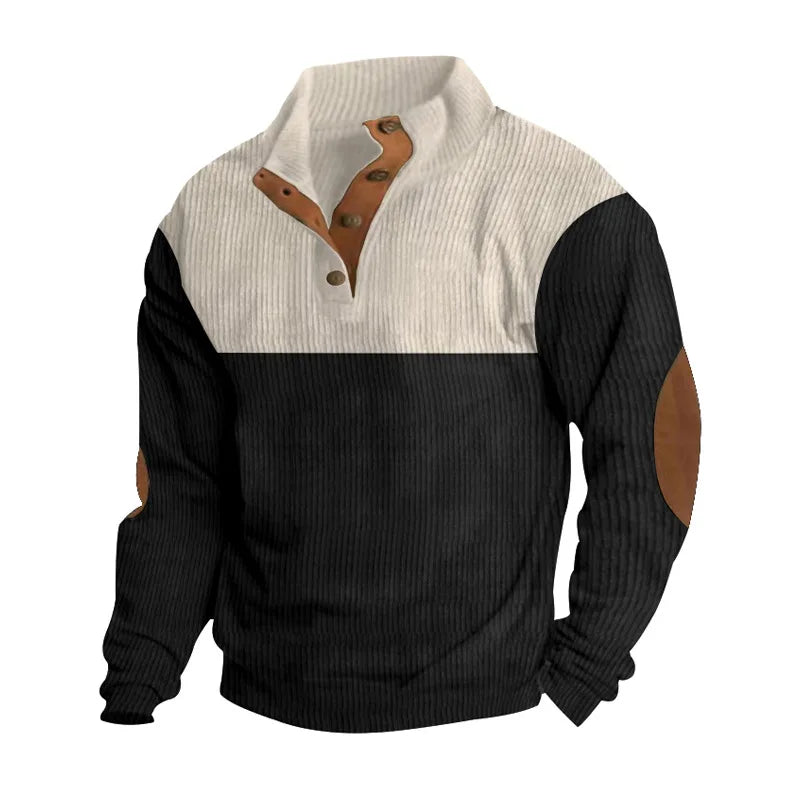 Men’s Ribbed Knit Sweater Color Block Design
