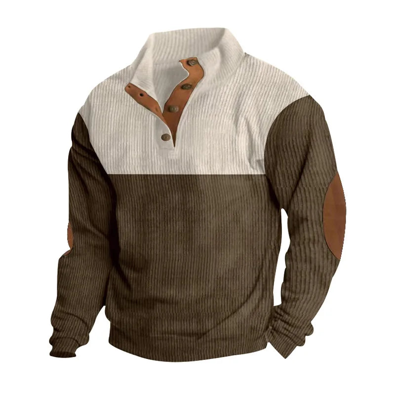 Men’s Ribbed Knit Sweater Color Block Design