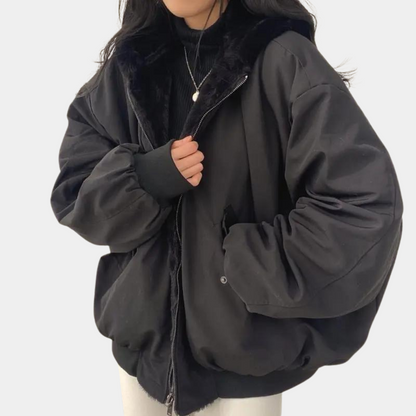 Women’s Oversized Fleece Lined Bomber Jacket