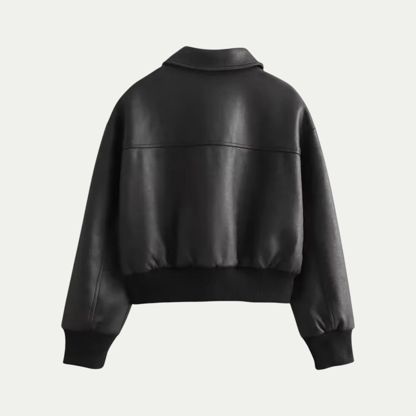 Women’s Cropped Faux Leather Aviator Jacket