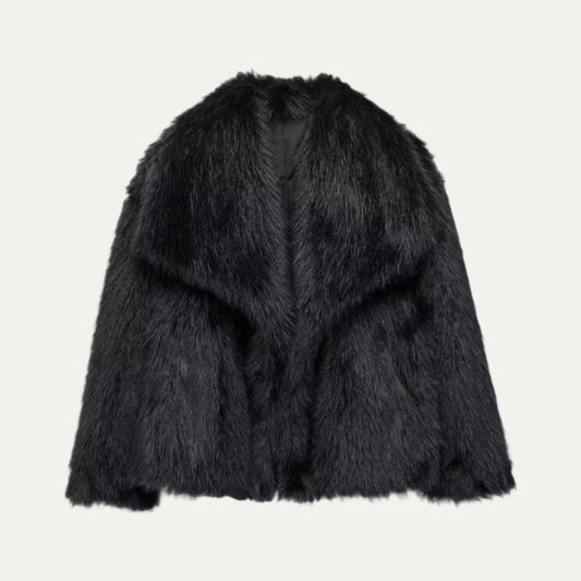 Women’s Plush Faux Fur Cropped Jacket