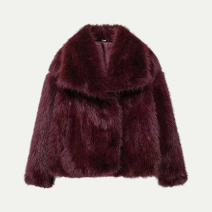 Women’s Plush Faux Fur Cropped Jacket