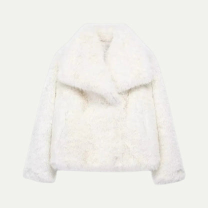 Women’s Plush Faux Fur Cropped Jacket
