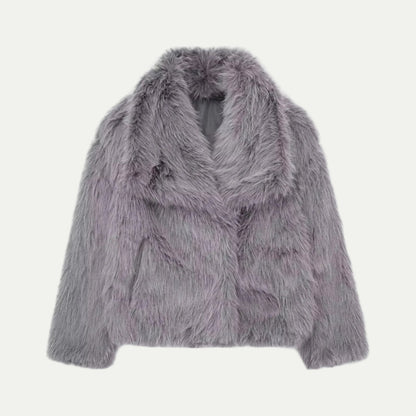 Women’s Plush Faux Fur Cropped Jacket