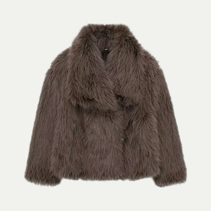 Women’s Plush Faux Fur Cropped Jacket
