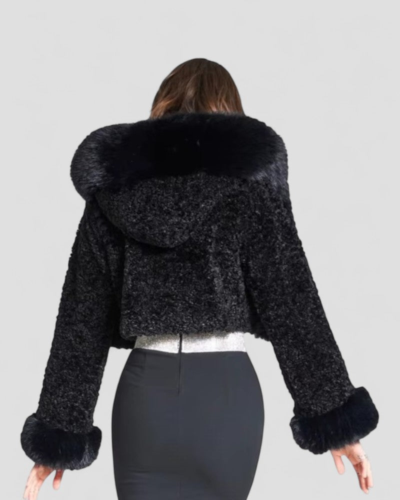 Women’s Plush Hooded Fur Jacket