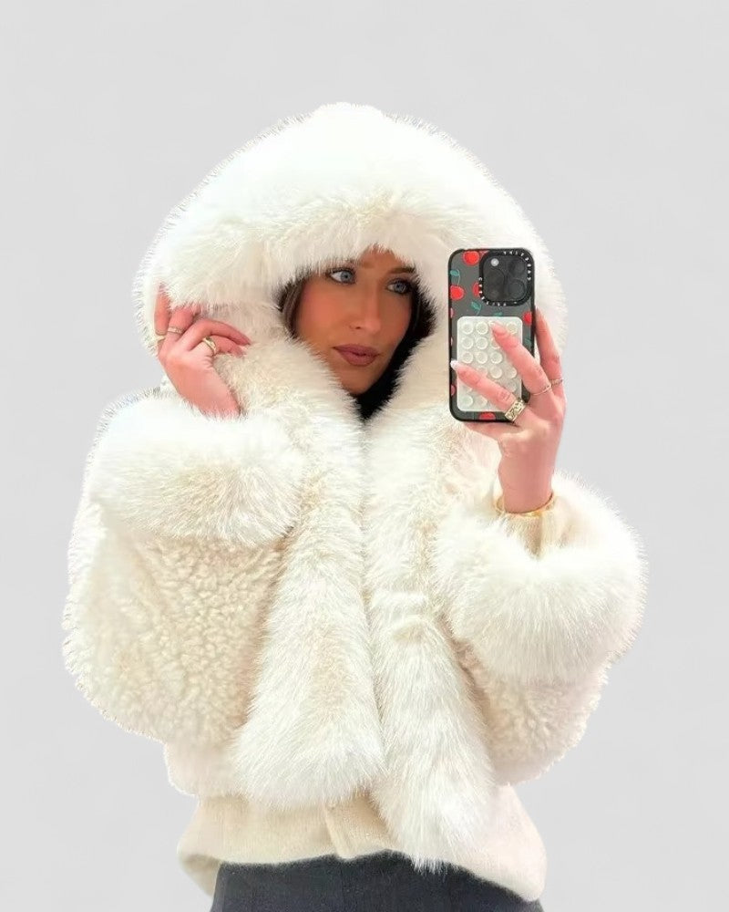 Women’s Plush Hooded Fur Jacket