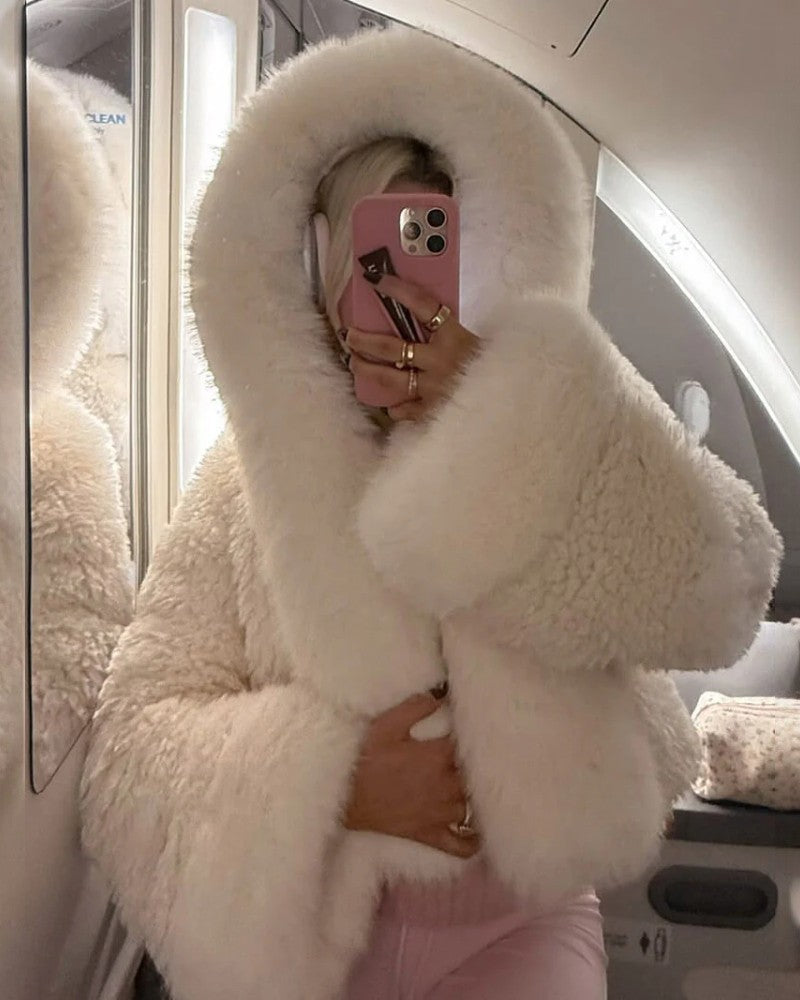 Women’s Plush Hooded Fur Jacket