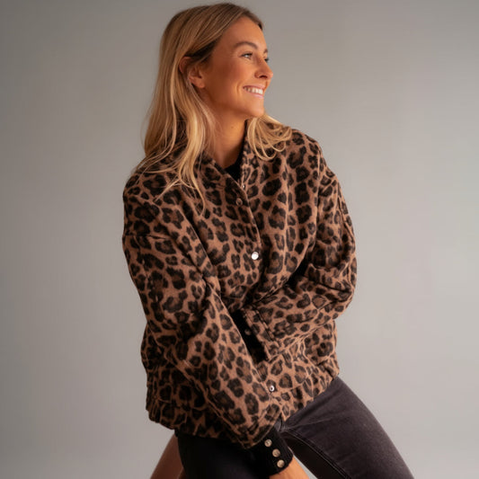 Ayleen | Women Fleece Leopard Jacket - Oversized Warm