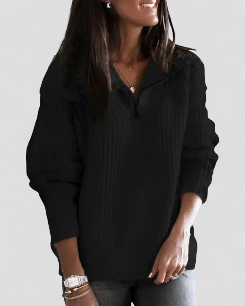 Women’s Cozy Zip Neck Knitted Sweater