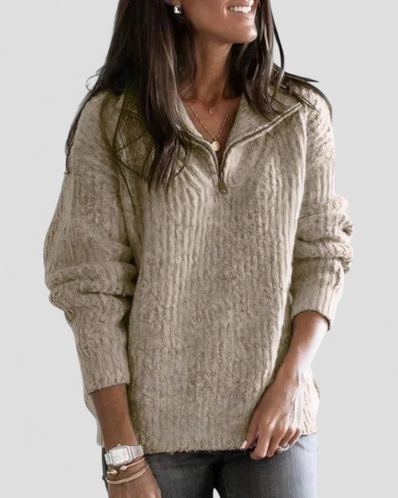 Women’s Cozy Zip Neck Knitted Sweater